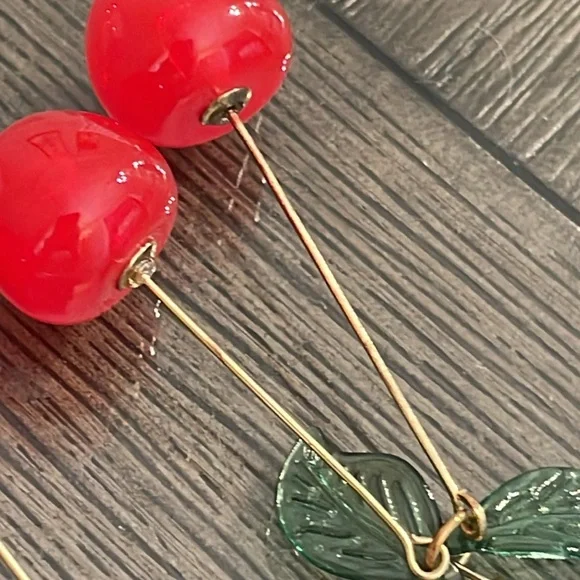 Red Cherry and Strawberry Earrings Set - Picture 9 of 14